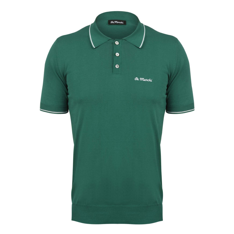 Elite Cotton Polo Shirt for Cycling, Golf Green, L, de Marchi